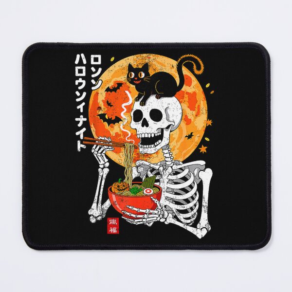 Item preview, Spooky Skeleton Eating Ramen Bowl with Cat Halloween designed and sold by alleiga-ndstrom.