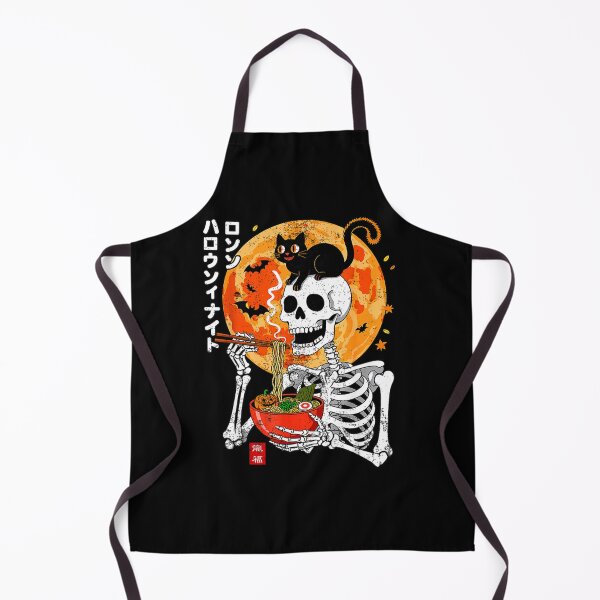 Item preview, Spooky Skeleton Eating Ramen Bowl with Cat Halloween designed and sold by alleiga-ndstrom.