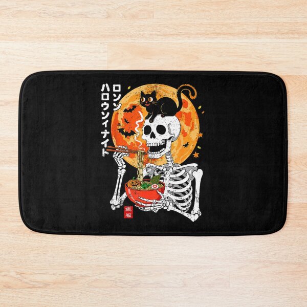 Item preview, Spooky Skeleton Eating Ramen Bowl with Cat Halloween designed and sold by alleiga-ndstrom.