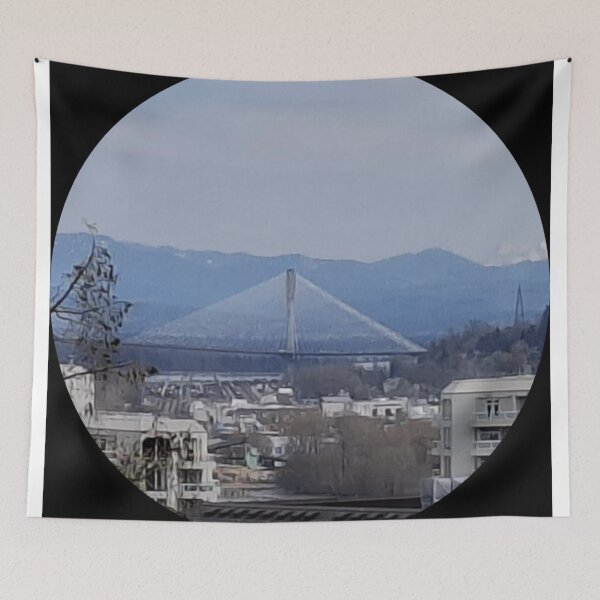Item preview, scenic bridge view round colorful photo art designed and sold by SmashingDeals.