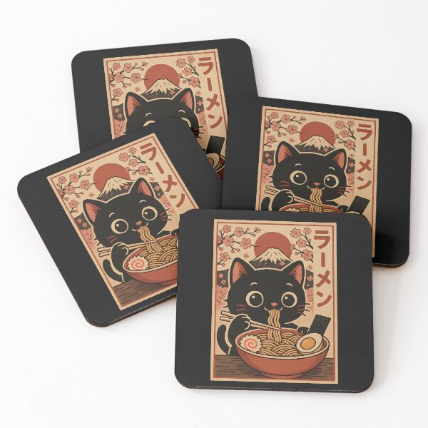 Item preview, Cat Eating Ramen Kitten Anime Japan designed and sold by cawtoon.