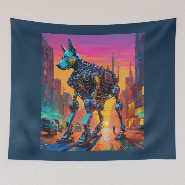 Item preview, "Cyber Canine: Futuristic Robotic Journey" designed and sold by Artisticanvas.