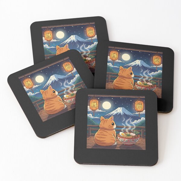 Item preview, Cat Ramen Kawaii Mount Fuji Zen Aesthetic Japanese Graphic designed and sold by cawtoon.