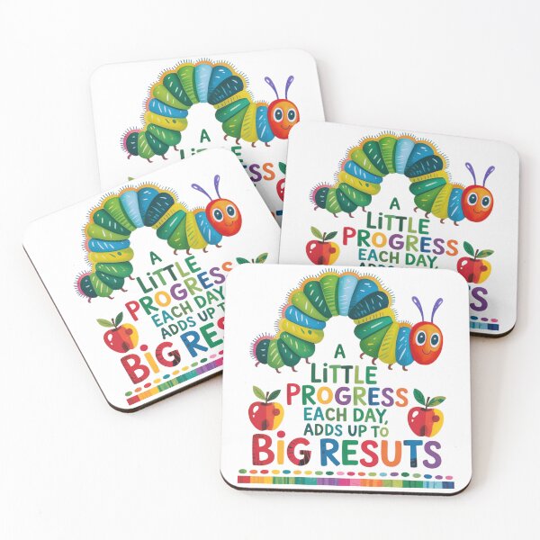 Item preview, “A Little Progress Each Day” • Caterpillar & Apple Motivational Education Design designed and sold by Twist & Print.
