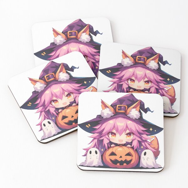 Item preview, Caster Tamamo no Mae Fate Grand Order Halloween Pumpkin Cute Chibi Anime Girl Witch Kawaii designed and sold by earlobejerk.