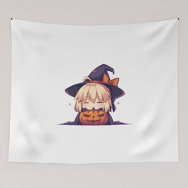 Item preview, Sakura Saber Okita Souji Fate Grand Order Halloween Pumpkin Cute Chibi Anime Girl Witch Kawaii designed and sold by earlobejerk.