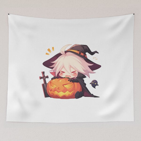 Item preview, Lancer Karna Fate Grand Order Halloween Pumpkin Cute Chibi Anime Boy Witch Kawaii designed and sold by earlobejerk.