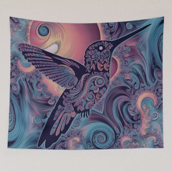 Item preview, Cosmic Hummingbird among Spirals of Color designed and sold by Ciervo Primavera.