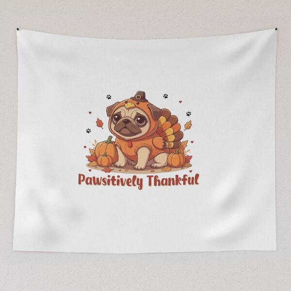 Item preview, Pawsitively Thankful Pug Thanksgiving Cute Fall designed and sold by The Real Life Symphony.