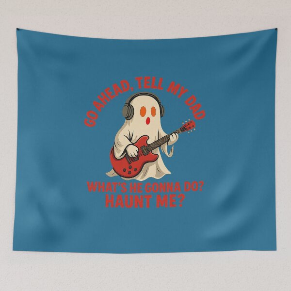 Item preview, Funny Ghost Guitarist – Go Ahead Tell My Dad Haunt Me designed and sold by LunaSpellStudio.