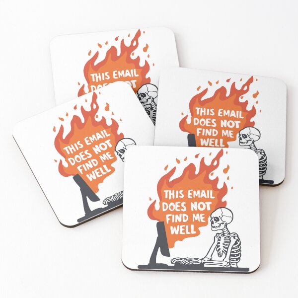 Item preview, Inbox Inferno – Skeleton Burnout at the Desk designed and sold by UptownMax.
