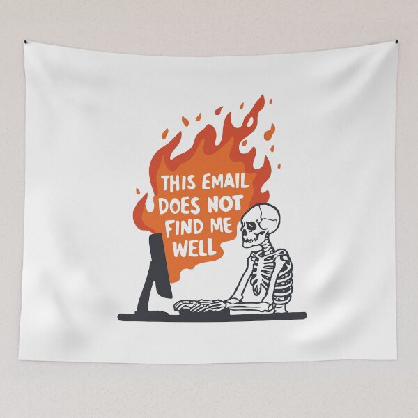 Item preview, Inbox Inferno – Skeleton Burnout at the Desk designed and sold by UptownMax.