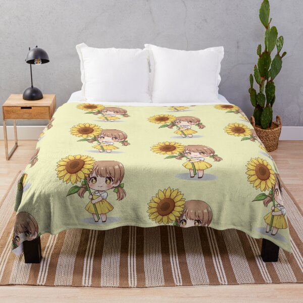 Item preview, Chibi Girl with Sunflower Kawaii Anime Style Cute Summer Flower Art designed and sold by bvdesignart.