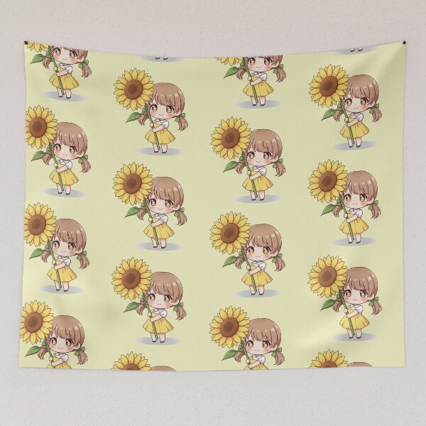 Item preview, Chibi Girl with Sunflower Kawaii Anime Style Cute Summer Flower Art designed and sold by bvdesignart.