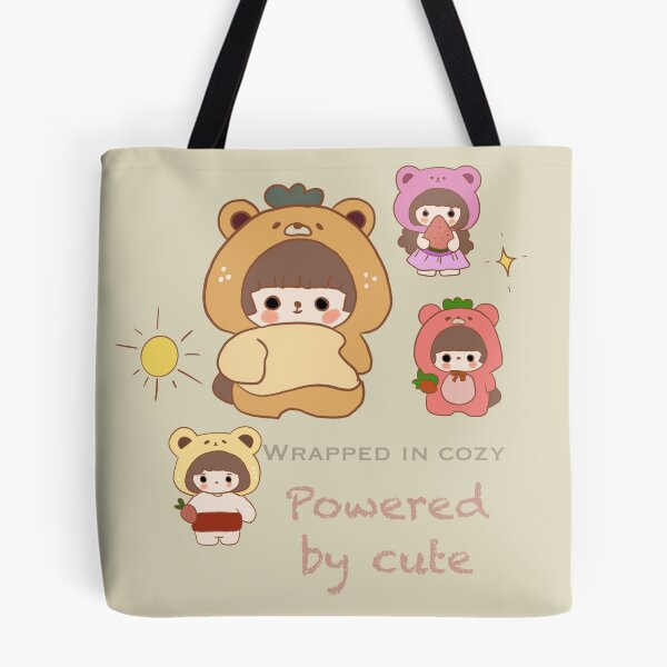 Item preview, Wrapped in Cozy, Powered by Cute – Kawaii Bear & Strawberry Hoodie Characters designed and sold by Yooashop.