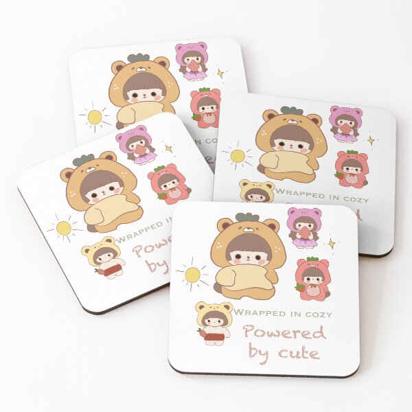 Item preview, Wrapped in Cozy, Powered by Cute – Kawaii Bear & Strawberry Hoodie Characters designed and sold by Yooashop.