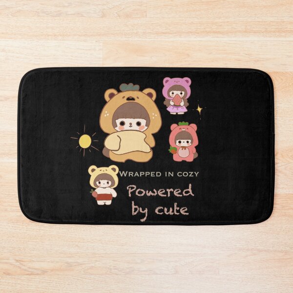 Item preview, Wrapped in Cozy, Powered by Cute – Kawaii Bear & Strawberry Hoodie Characters designed and sold by Yooashop.