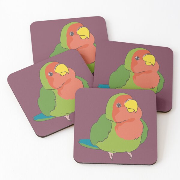 Item preview, Kawaii Rosy-faced lovebird doodle designed and sold by tayaan.