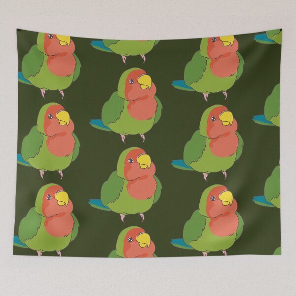 Item preview, Kawaii Rosy-faced lovebird doodle designed and sold by tayaan.