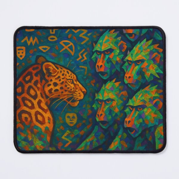 Item preview, Leopard and Baboons Tribal Spirit Art – Abstract Jungle Painting designed and sold by WildlifeInc.