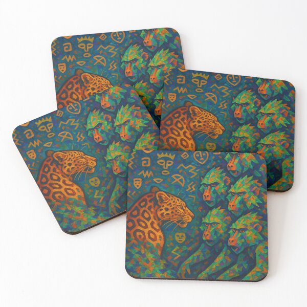 Item preview, Leopard and Baboons Tribal Spirit Art – Abstract Jungle Painting designed and sold by WildlifeInc.