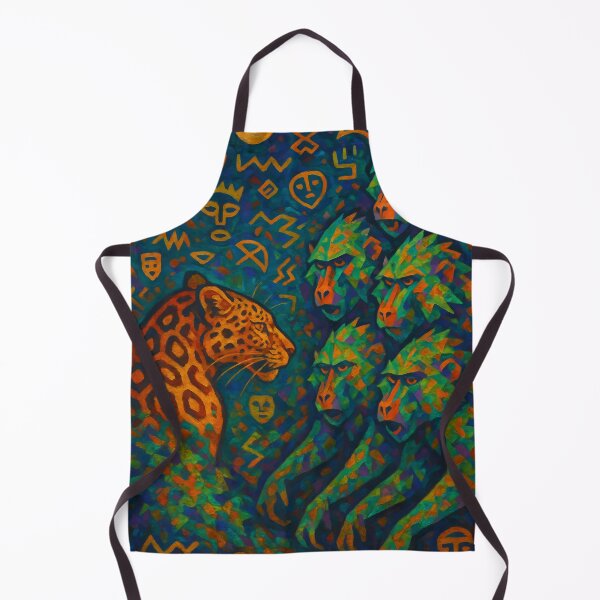 Item preview, Leopard and Baboons Tribal Spirit Art – Abstract Jungle Painting designed and sold by WildlifeInc.