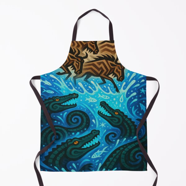 Item preview, Wildebeest Migration vs Crocodiles Tribal Surreal Art designed and sold by WildlifeInc.