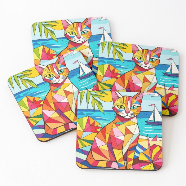 Item preview, Cubistic Sun Bathing Cat designed and sold by Sharon Schwalbe.