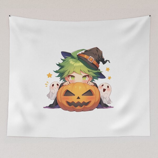 Item preview, Rantaro Amami Danganronpa Halloween Pumpkin Witch Green Star Cute Kawaii Chibi Anime designed and sold by HumbertoValveno.