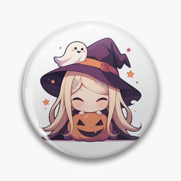 Item preview, Kaede Akamatsu Danganronpa Halloween Pumpkin Witch Blonde Star Cute Kawaii Chibi Anime Girl designed and sold by HumbertoValveno.