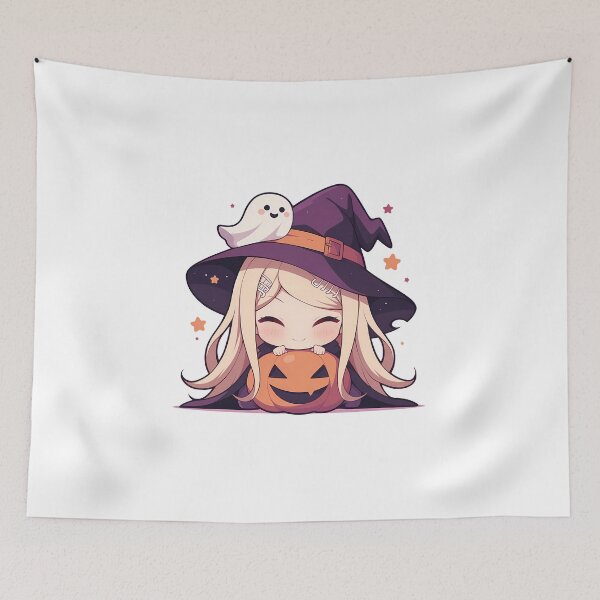 Item preview, Kaede Akamatsu Danganronpa Halloween Pumpkin Witch Blonde Star Cute Kawaii Chibi Anime Girl designed and sold by HumbertoValveno.