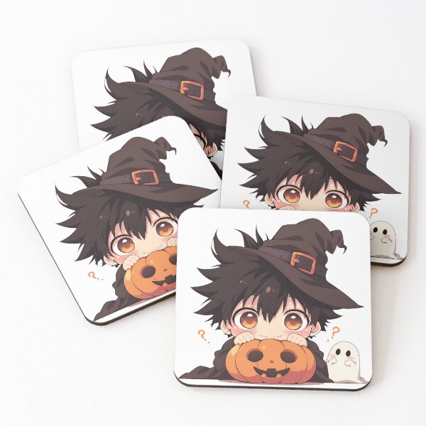 Item preview, Shinya Kogami Psycho Pass Halloween Chibi Witch Boy Pumpkin Black Hair Orange Eyes Cute Anime Boy designed and sold by HumbertoValveno.