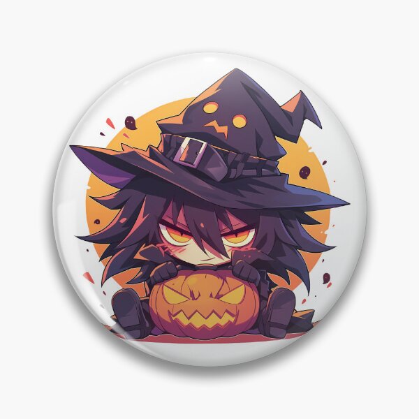 Item preview, Alucard Hellsing Halloween Chibi Witch Boy Pumpkin Black Hair Red Eyes Angry Cute Anime Boy designed and sold by HumbertoValveno.