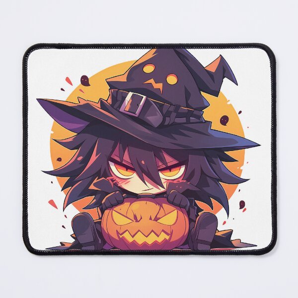 Item preview, Alucard Hellsing Halloween Chibi Witch Boy Pumpkin Black Hair Red Eyes Angry Cute Anime Boy designed and sold by HumbertoValveno.