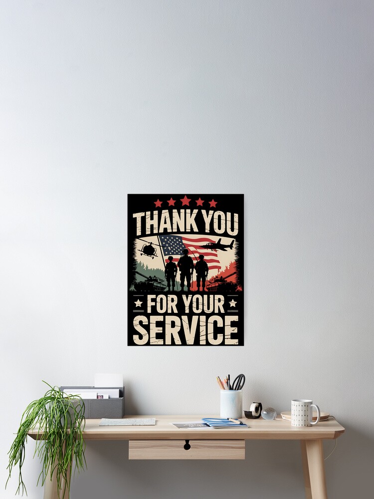 Thank You For Your Service US Flag Patriotic Veterans Day Poster