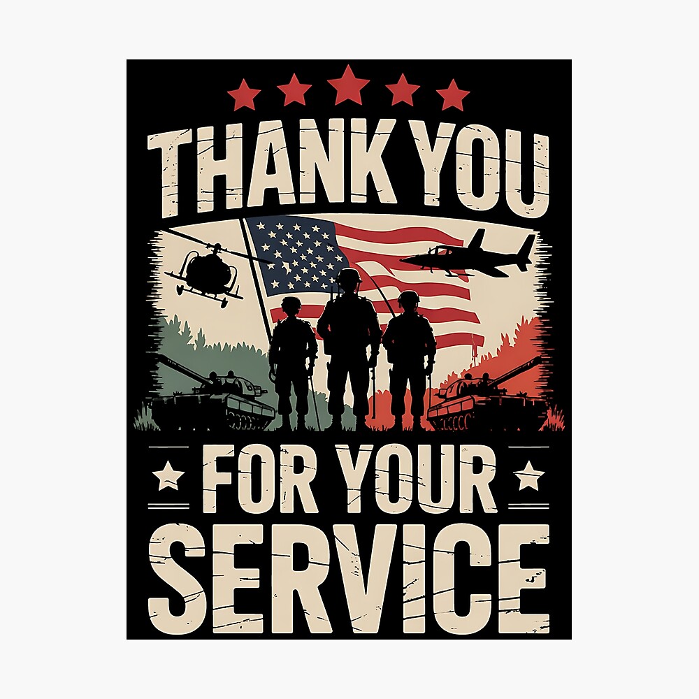 Thank You For Your Service US Flag Patriotic Veterans Day Poster