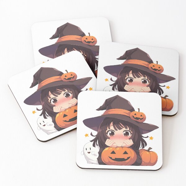 Item preview, Nadeko Sengoku Bakemonogatari Halloween Chibi Witch Girl Pumpkin Brown Hair Blush Face Cute Anime Girl designed and sold by HumbertoValveno.