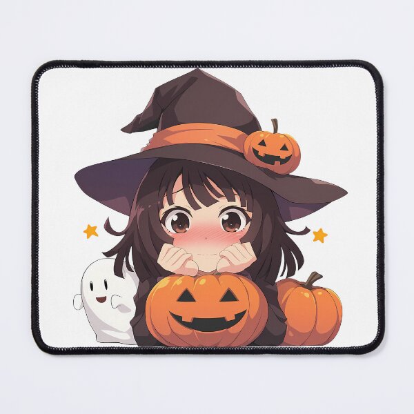 Item preview, Nadeko Sengoku Bakemonogatari Halloween Chibi Witch Girl Pumpkin Brown Hair Blush Face Cute Anime Girl designed and sold by HumbertoValveno.