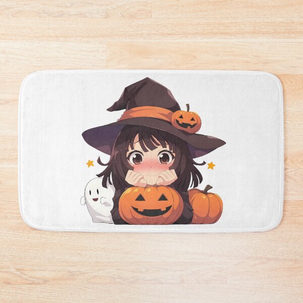 Item preview, Nadeko Sengoku Bakemonogatari Halloween Chibi Witch Girl Pumpkin Brown Hair Blush Face Cute Anime Girl designed and sold by HumbertoValveno.
