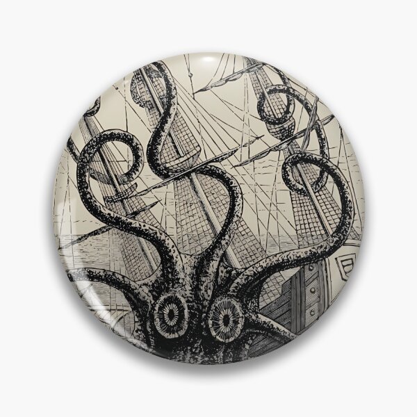 Item preview, Vintage Kraken attacking ship illustration  1	 designed and sold by agrcugjboo6.