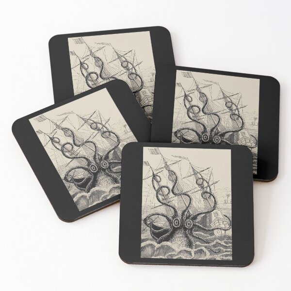 Item preview, Vintage Kraken attacking ship illustration  1	 designed and sold by agrcugjboo6.