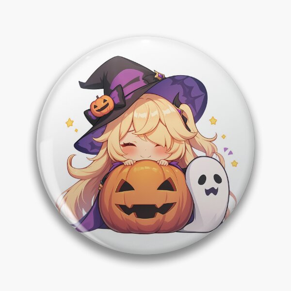 Item preview, Game Fischl Genshin Impact Halloween Pumpkin Cute Chibi Anime Girl Witch Kawaii designed and sold by HumbertoValveno.