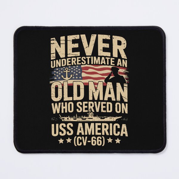 Item preview, USS America CV-66 Veteran Patriotic Dad Papa Grandpa Old Man designed and sold by BakeryDozen.