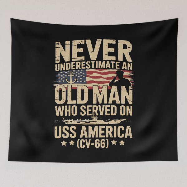 Item preview, USS America CV-66 Veteran Patriotic Dad Papa Grandpa Old Man designed and sold by BakeryDozen.