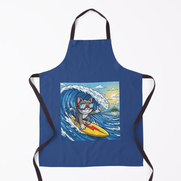 Item preview, Surf Cat Extreme: Cool Feline Surfing a Giant Blue Wave designed and sold by catlovers2025.