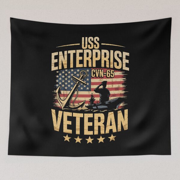 Item preview, USS Enterprise CVN-65 Aircraft Carrier Veteran USA Flag designed and sold by BakeryDozen.
