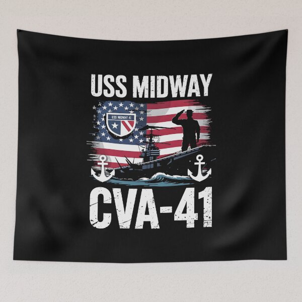Item preview, USS Midway CVA 41 Aircraft Carrier Flag Veterans Day Patriot designed and sold by BakeryDozen.