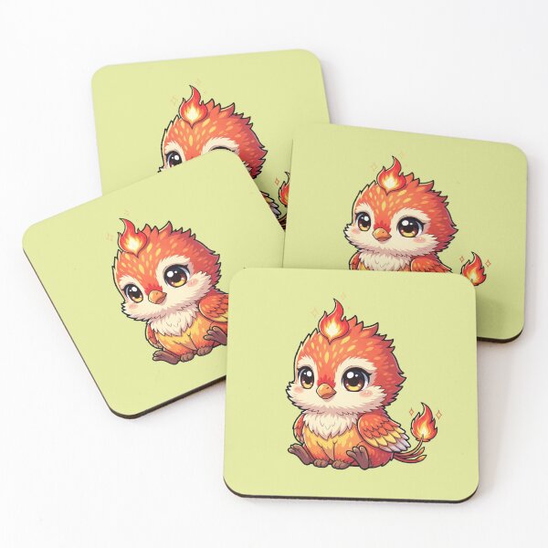 Aperçu de l'œuvre Adorable bébé phénix s'élevant des flammes, art d'oiseau fantastique kawaii créée et vendue par bvdesignart.