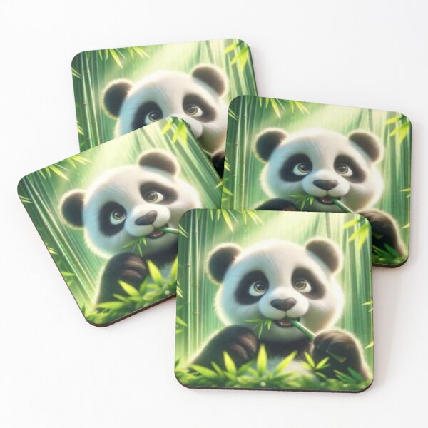 Aperçu de l'œuvre Adorable panda mangeant du bambou | Art animalier mignon créée et vendue par UXVisionCraft28.
