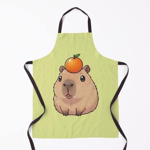 Item preview, Cute Capybara with Orange on Head Yuzu Bath Chill Animal Art designed and sold by bvdesignart.